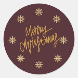 Luxury Burgundy & Gold Personalised Christmas Card Ronde Sticker