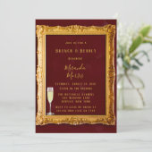 Luxury Burgundy & Gold Royal Brunch & Bubble Kaart (Staand voorkant)