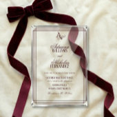 Luxury Burgundy Monogram Wedding Acryl Uitnodigingen