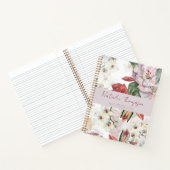 Luxury burgundy monogramme naam orchidee floral notitieboek (Binnen)