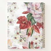 Luxury burgundy monogramme naam orchidee floral notitieboek (Achterkant)