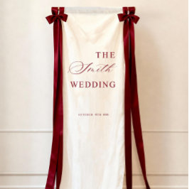 Luxury Burgundy Wedding Welcome Sign, Fabric Banne Spandoek