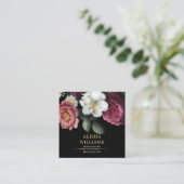 Luxury Business Floral Black Gold Vierkante Visitekaartje (Staand voorkant)