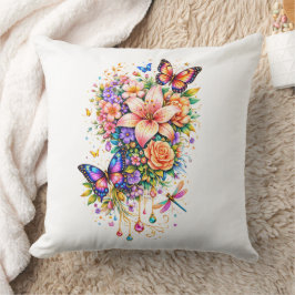 Luxury Butterfly Floral Throw Pillow Kussen