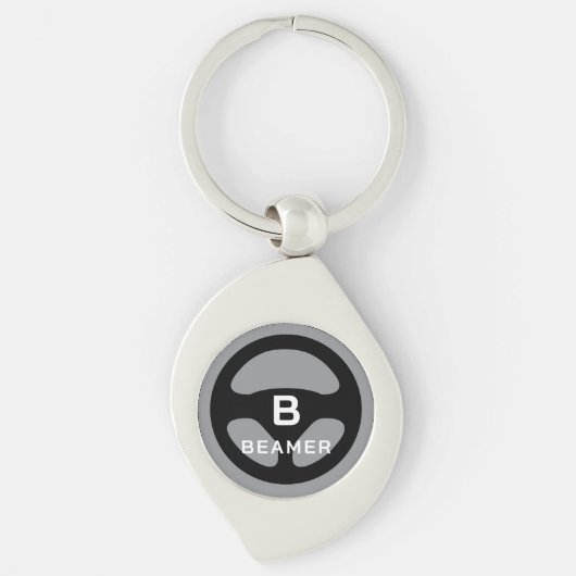 Luxury car keys keychain with custom monogram (Voorkant)