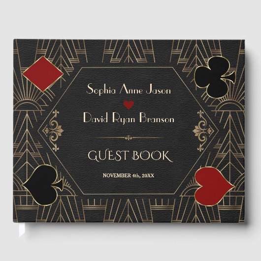 Luxury Casino Gold Black Gatsby 20s Wedding  Gastenboek (Voorkant)