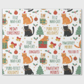 Luxury Cat Christmas Wrapping Paper Festive Feline Cadeaupapier (Vlak)