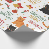 Luxury Cat Christmas Wrapping Paper Festive Feline Cadeaupapier (Hoek)