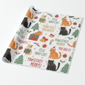 Luxury Cat Christmas Wrapping Paper Festive Feline Cadeaupapier (Uitgerold)