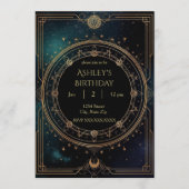 Luxury Celestial Birthday Invitation – Midnight Kaart (Voorkant)