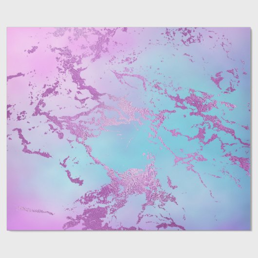 Luxury Celestial Blue Pink Paarse Marble Cadeaupapier (Vlak)