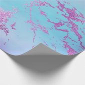 Luxury Celestial Blue Pink Paarse Marble Cadeaupapier (Hoek)
