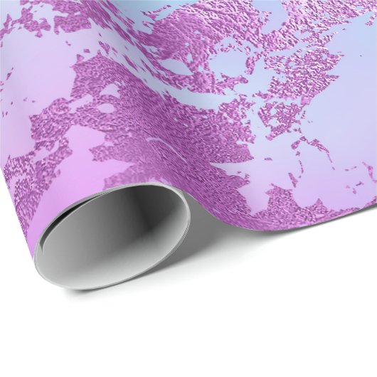 Luxury Celestial Blue Pink Paarse Marble Cadeaupapier (Rol Hoek)