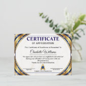 Luxury Certificate of Appreciation Award Template Informatiekaartje (Staand voorkant)