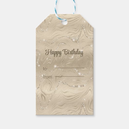 Luxury Champagne Background Beige Glitter Cadeaulabel (Voorkant)