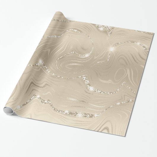 Luxury Champagne Background Beige Glitter Cadeaupapier (Uitgerold)