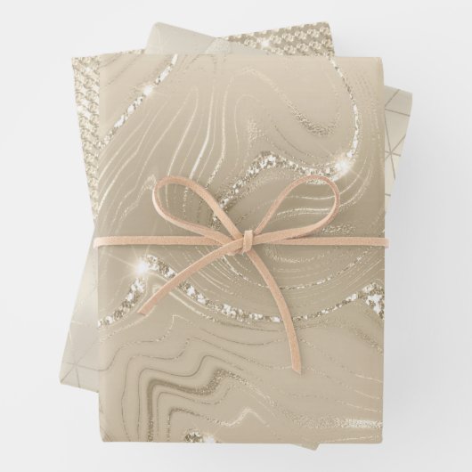 Luxury Champagne Background Beige Glitter Inpakpapier Vel (In situ)