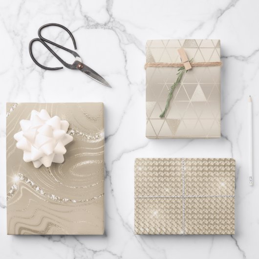 Luxury Champagne Background Beige Glitter Inpakpapier Vel (Voorkant)