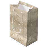 Luxury Champagne Background Beige Glitter Medium Cadeauzakje (Voorkant Gekanteld)