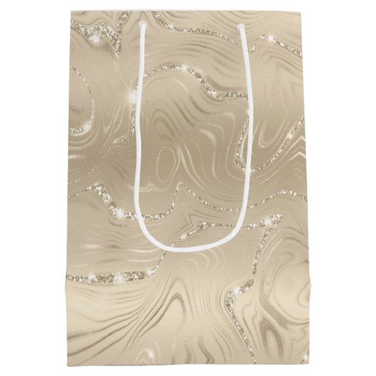 Luxury Champagne Background Beige Glitter Medium Cadeauzakje (Achterkant)
