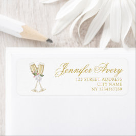 Luxury Champagne Birthday Adres Etiket