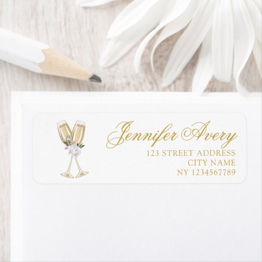Luxury Champagne Birthday Adres Etiket (Insitu)