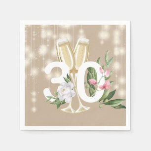 Luxury Champagne Cream 30th Birthday Servet
