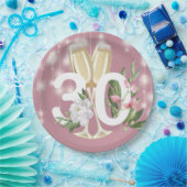 Luxury Champagne Floral 30th Birthday Papieren Bordje (Feest)