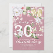 Luxury Champagne Floral 30th Birthday Party Kaart (Voorkant)