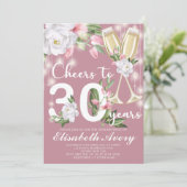 Luxury Champagne Floral 30th Birthday Party Kaart (Staand voorkant)