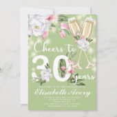 Luxury Champagne Floral 30th Birthday Party Kaart (Voorkant)