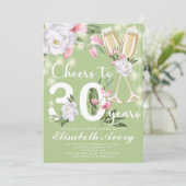 Luxury Champagne Floral 30th Birthday Party Kaart (Staand voorkant)