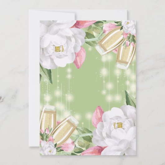 Luxury Champagne Floral 30th Birthday Party Kaart (Achterkant)