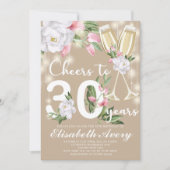 Luxury Champagne Floral 30th Birthday Party Kaart (Voorkant)