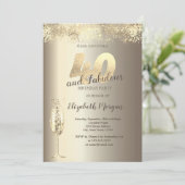 Luxury Champagne Glass Gold Confetti 40e verjaarda Kaart (Staand voorkant)