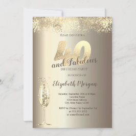 Luxury Champagne Glass Gold Confetti 40e verjaarda Kaart