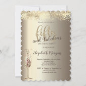 Luxury Champagne Glass Gold Confetti 50e verjaarda Kaart (Voorkant)