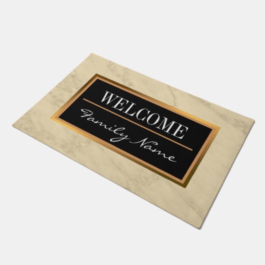 Luxury Champagne Gold Glitter Marble Customize Deurmat (Schuin)