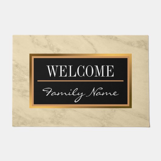 Luxury Champagne Gold Glitter Marble Customize Deurmat (Voorkant)