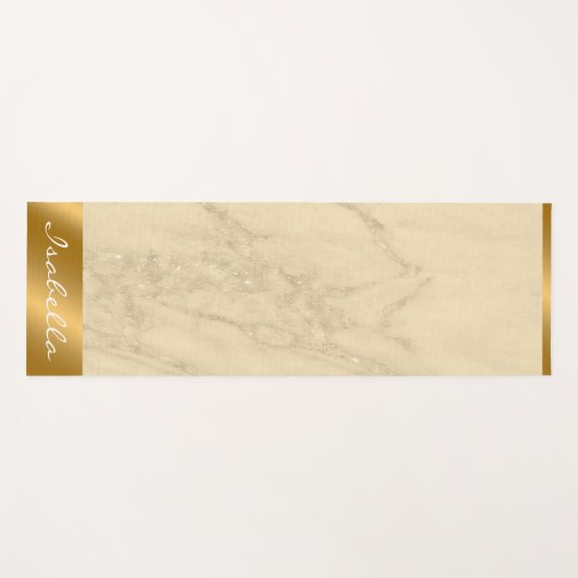 Luxury Champagne Gold Glitter Marble Customize Yogamat (Voorkant (horizontaal))