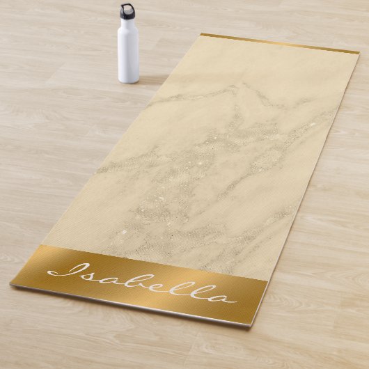 Luxury Champagne Gold Glitter Marble Customize Yogamat (In situ)