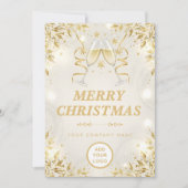 Luxury Champagne & White Modern Business Feestdagenkaart (Voorkant)