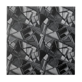 Luxury Charcoal Silver Abstract Oil Art Tegeltje