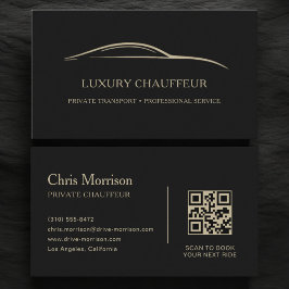 Luxury Chauffeur QR Code Black & Gold Visitekaartje