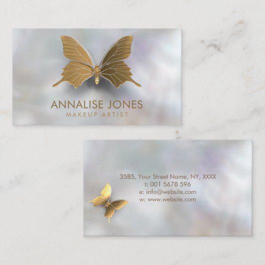 Luxury Chic Gold Butterfly op moeder van parelhoen Visitekaartje (Voorkant / Achterkant)