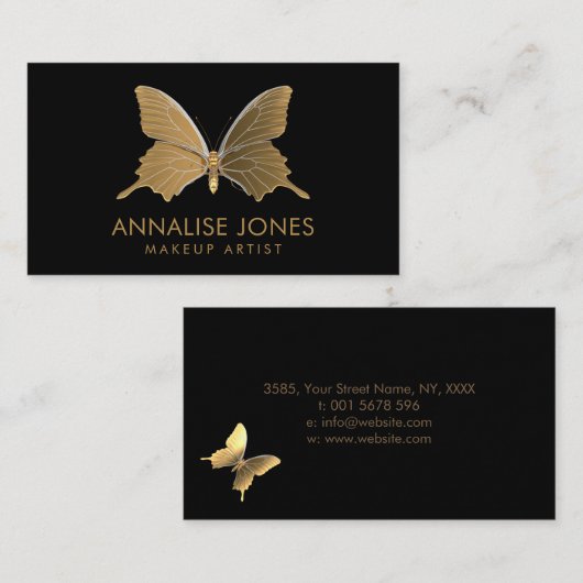 Luxury Chic Gold Butterfly Visitekaartje (Voorkant / Achterkant)