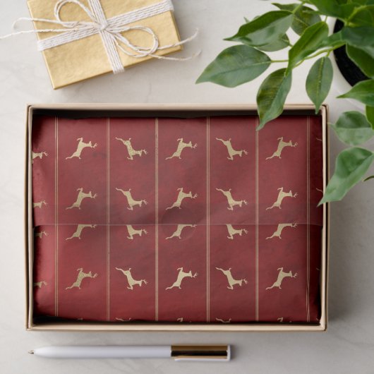 Luxury Chic Gold Reindeer Red Feestdagen voor kers Tissuepapier (Geschenk)