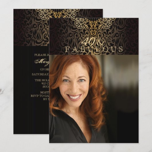 Luxury Chic Photo Invitation Kaart (Voorkant / Achterkant)