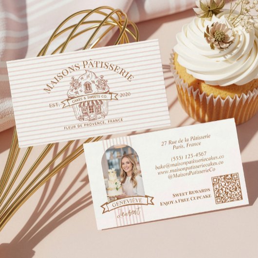 Luxury Chic Professional Home Baker Cupcake Bakery Visitekaartje