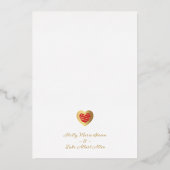 Luxury Chic Red & Gold Heart Photo Couple Wedding Folie Uitnodiging (Achterkant)
